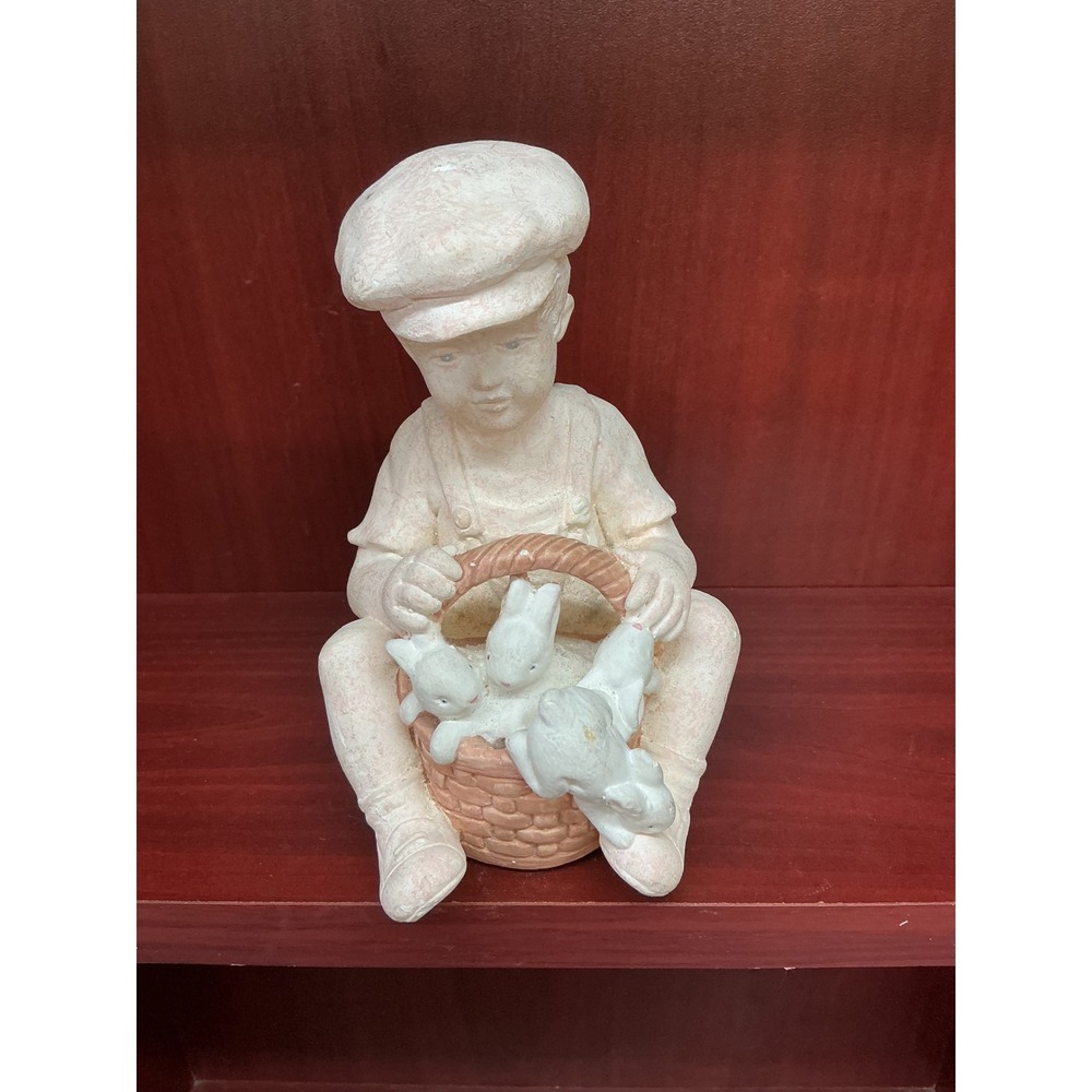 Russ Berrie Precious Innocence Boy with Bunnies Easter Figurine 17058 Retired